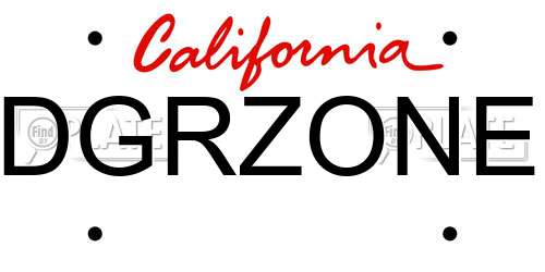 DGRZONE California License Plate