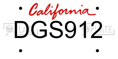 DGS912 California License Plate