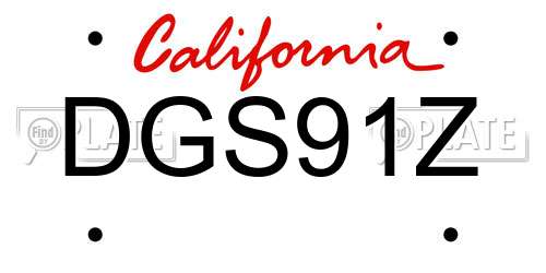 DGS91Z California License Plate