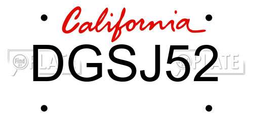 DGSJ52 California License Plate