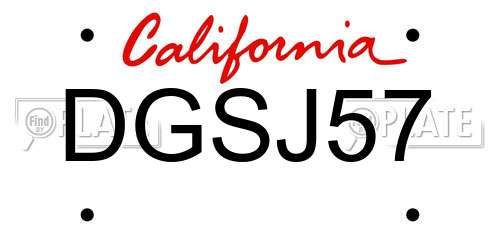 DGSJ57 California License Plate