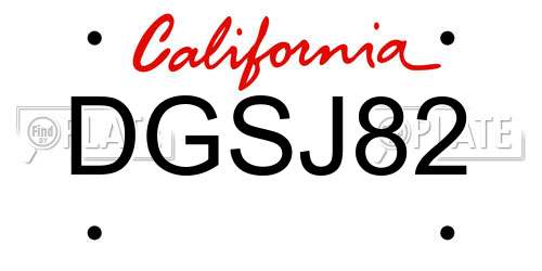 DGSJ82 California License Plate
