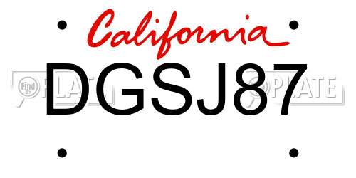 DGSJ87 California License Plate