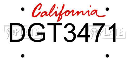 DGT3471 California License Plate