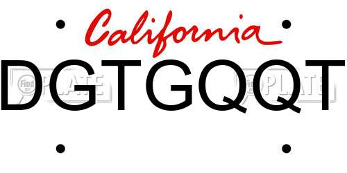 DGTGQQT California License Plate