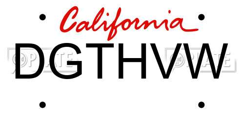 DGTHVW California License Plate