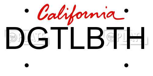 DGTLBTH California License Plate