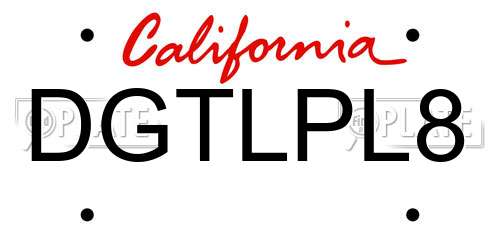 DGTLPL8 California License Plate