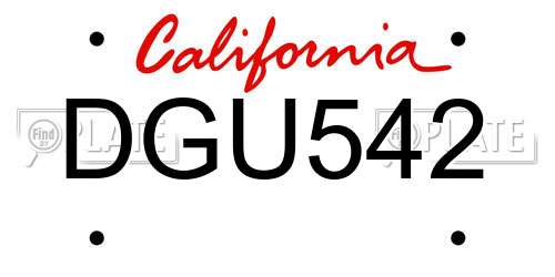 DGU542 California License Plate