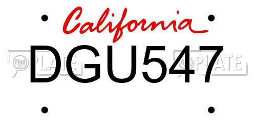 DGU547 California License Plate