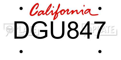 DGU847 California License Plate