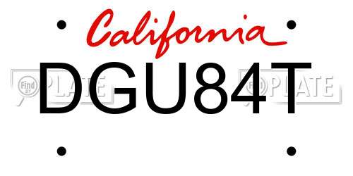 DGU84T California License Plate