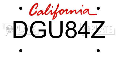 DGU84Z California License Plate