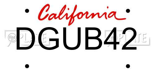 DGUB42 California License Plate