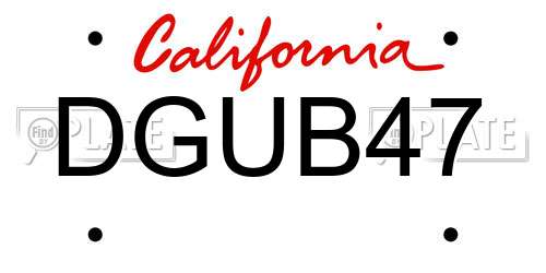 DGUB47 California License Plate