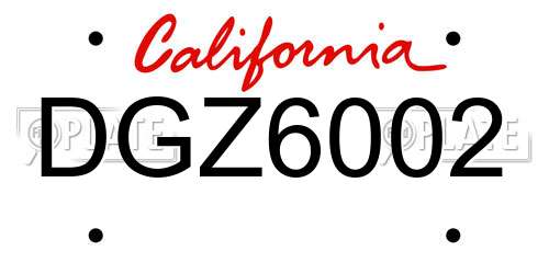 DGZ6002 California License Plate