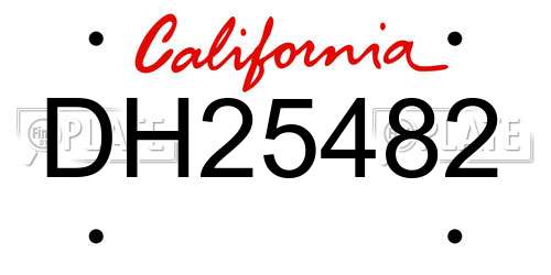 DH25482 California License Plate