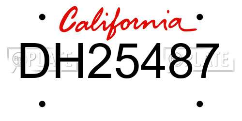 DH25487 California License Plate