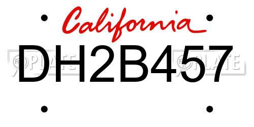 DH2B457 California License Plate