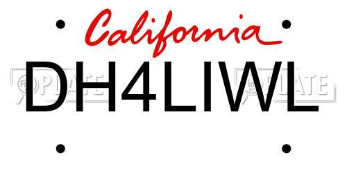 DH4LIWL California License Plate