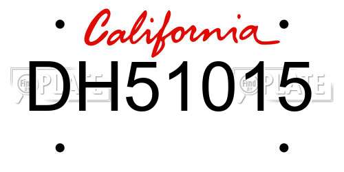 DH51015 California License Plate