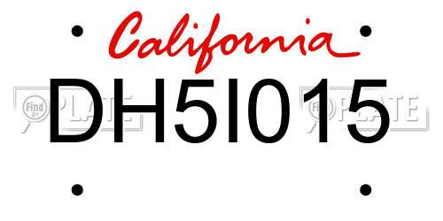 DH5I015 California License Plate