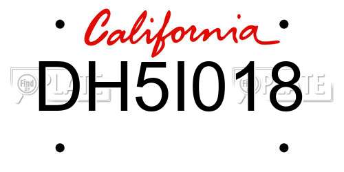 DH5I018 California License Plate