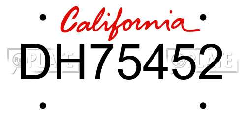 DH75452 California License Plate