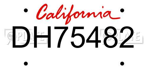DH75482 California License Plate