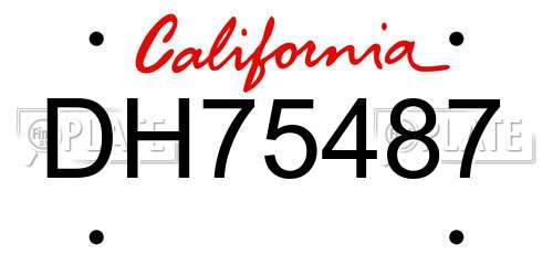 DH75487 California License Plate