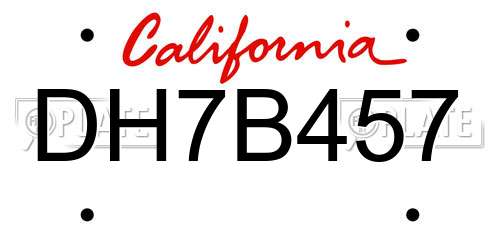 DH7B457 California License Plate