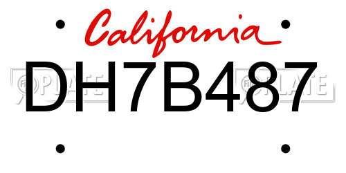 DH7B487 California License Plate