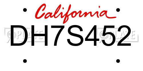 DH7S452 California License Plate
