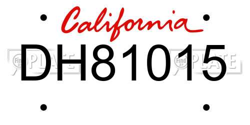 DH81015 California License Plate