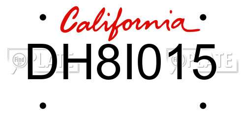 DH8I015 California License Plate