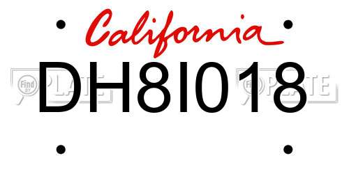 DH8I018 California License Plate
