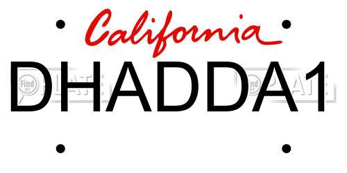 DHADDA1 California License Plate