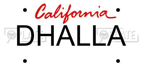 DHALLA California License Plate