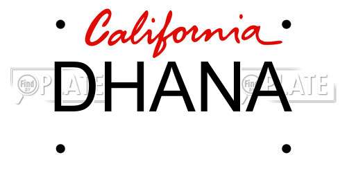 DHANA California License Plate