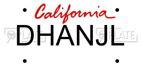 DHANJL California License Plate