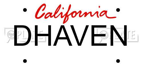DHAVEN California License Plate