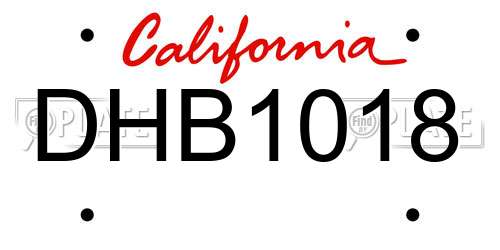 DHB1018 California License Plate