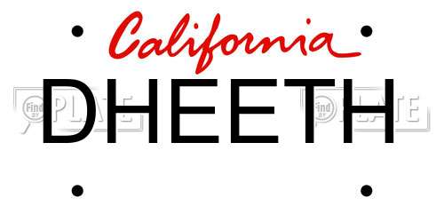 DHEETH California License Plate