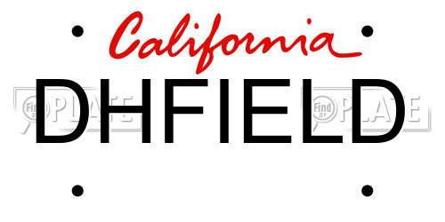 DHFIELD California License Plate