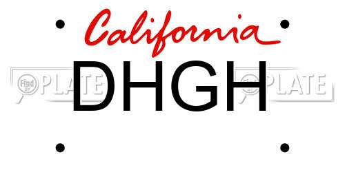 DHGH California License Plate