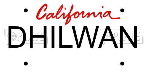DHILWAN California License Plate