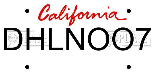 DHLNOO7 California License Plate