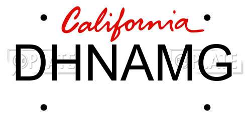 DHNAMG California License Plate