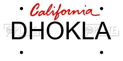 DHOKLA California License Plate