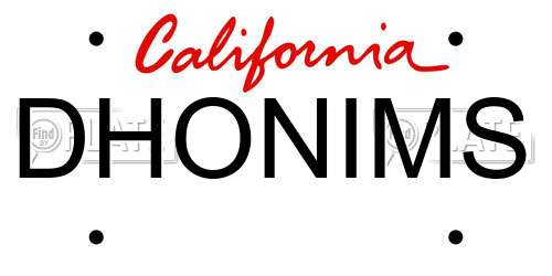 DHONIMS California License Plate
